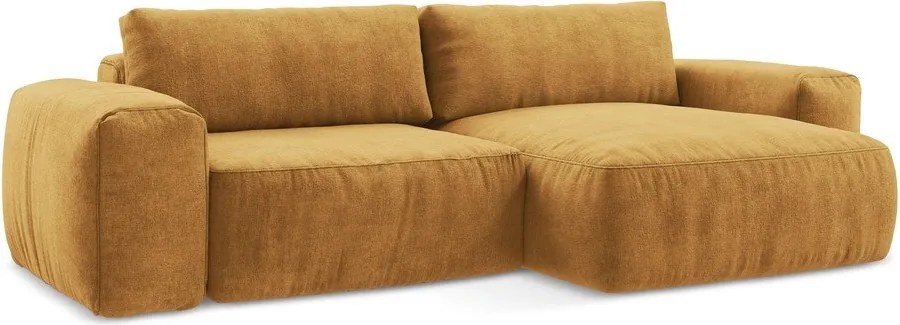 Шенилов сгъваем ъглов диван в цвят горчица (десен ъгъл) Kuki – Makamii