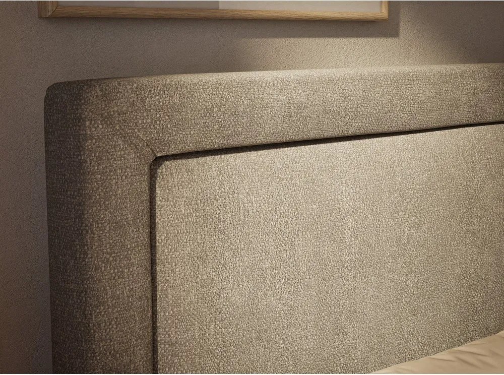 Сиво-бежово боксспринг легло 160x200 cm с място за съхранение Fresco – Maison de Rêve