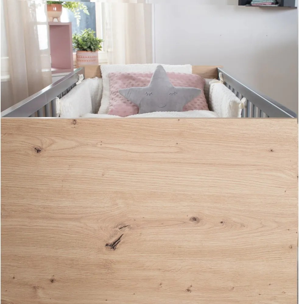 Детско креватче в сив и естествен цвят 60x120 cm Anna – Roba