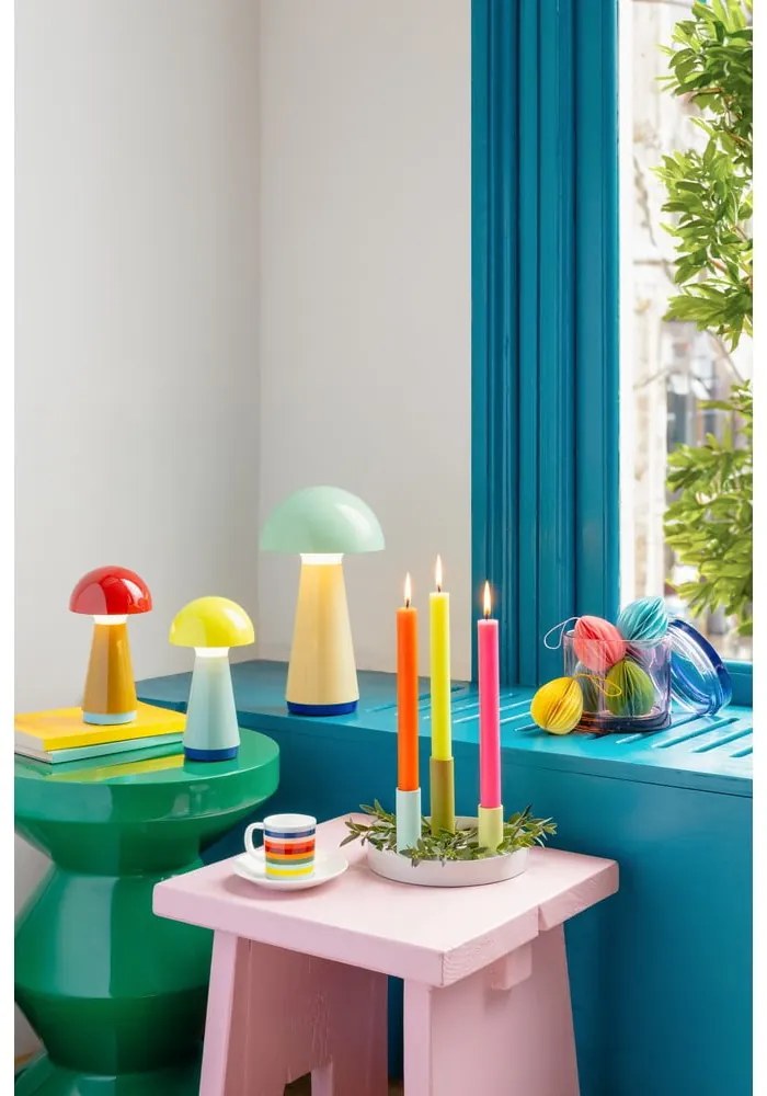 Жълта и светлосиня LED затъмняваща се настолна лампа (височина 18 cm) Bobbi – Remember