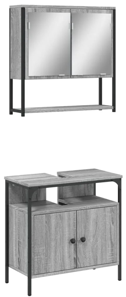 3214658 vidaXL Комплект мебели за баня от 2 части сив сонома инженерно дърво