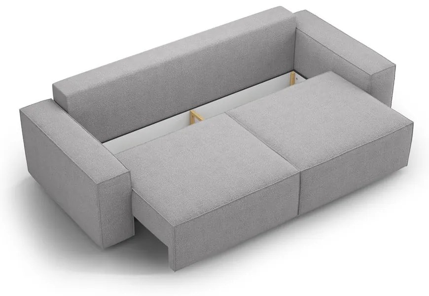 Светлосив разтегателен диван от букле 247 cm Jodie – Micadoni Home