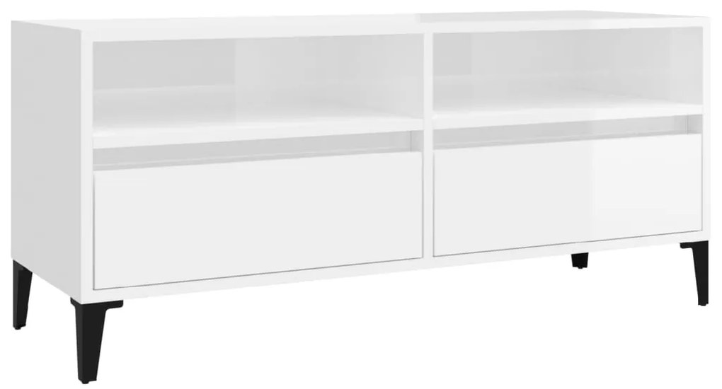 831903 vidaXL ТВ шкаф бял гланц 100x34,5x44,5 см инженерно дърво
