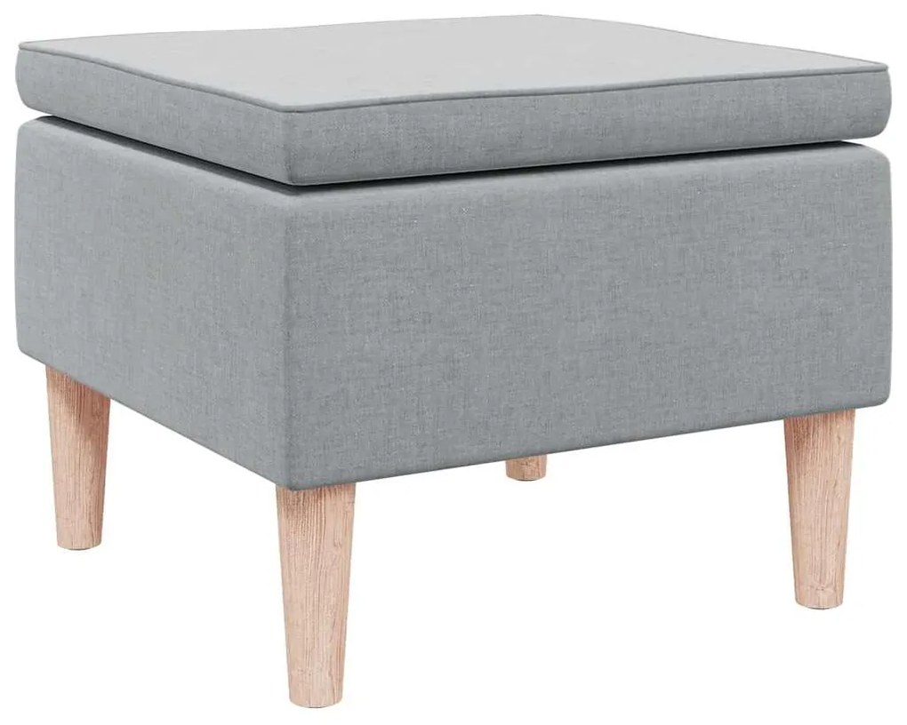 329446 vidaXL Табуретка с дървени крака, светлосива, текстил