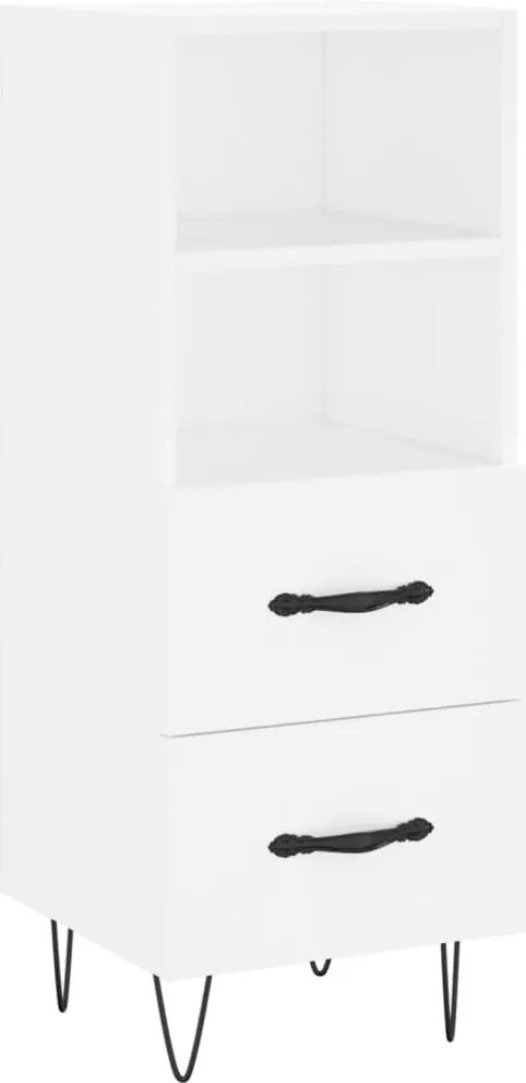 828660 vidaXL Сайдборд, бял, 34,5x34x90 см, инженерно дърво