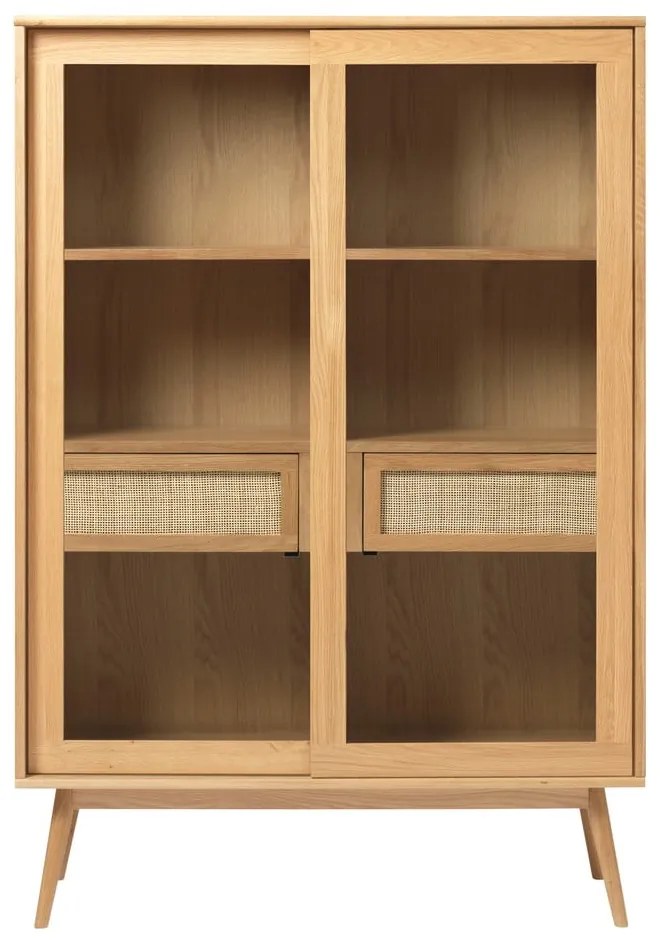 Витрина от декор от дъб с плъзгащи се врати в естествен цвят 110x160 cm Barrali – Unique Furniture