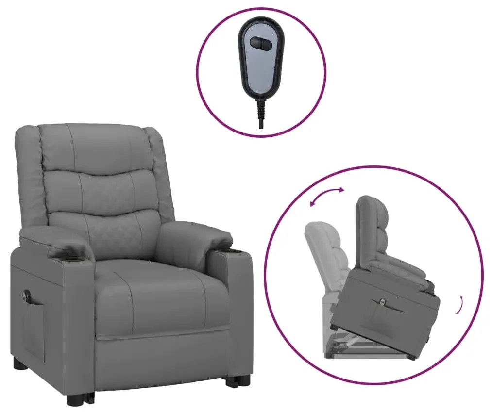 3143466 vidaXL Изправящ стол, сив, изкуствена кожа