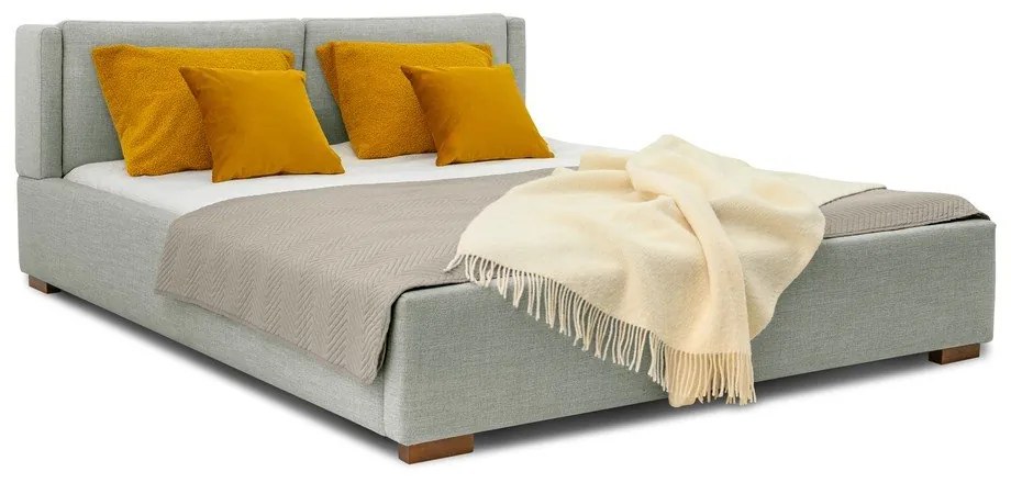 Сиво тапицирано двойно легло с включена подматрачна рамка 180x200 cm Dreamer – Scandic