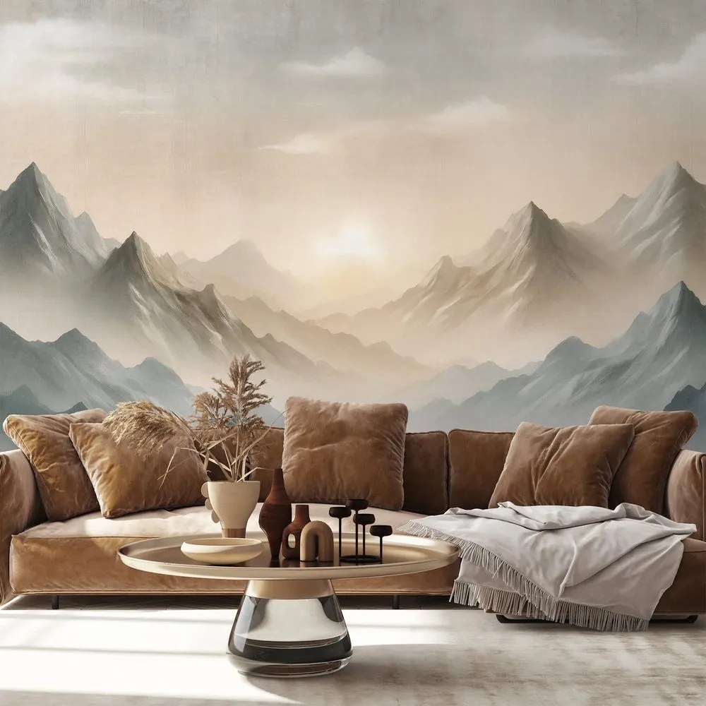 Самозалепващ тапет – Мъглива планинска панорама