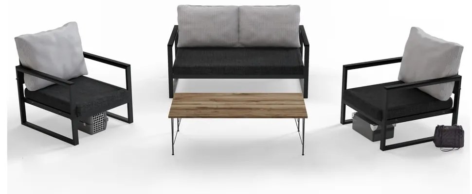 Сив градински комплект за 4 души – Floriane Garden