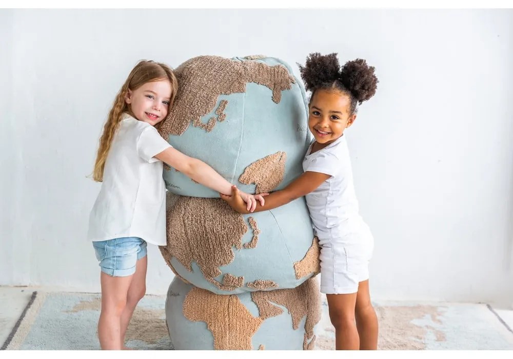 Син/бежов детски пуф World Map – Lorena Canals