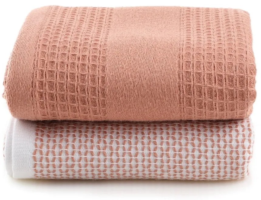 Вафлени кърпи в комплект от 2 бр. в цвят сьомга 40x60 cm Betty – Foutastic