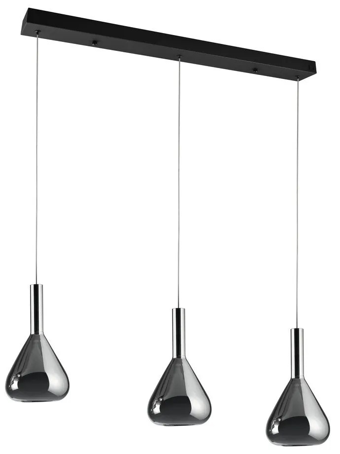 Черно LED висящо осветително тяло със стъклен абажур Cipera – CINQUE