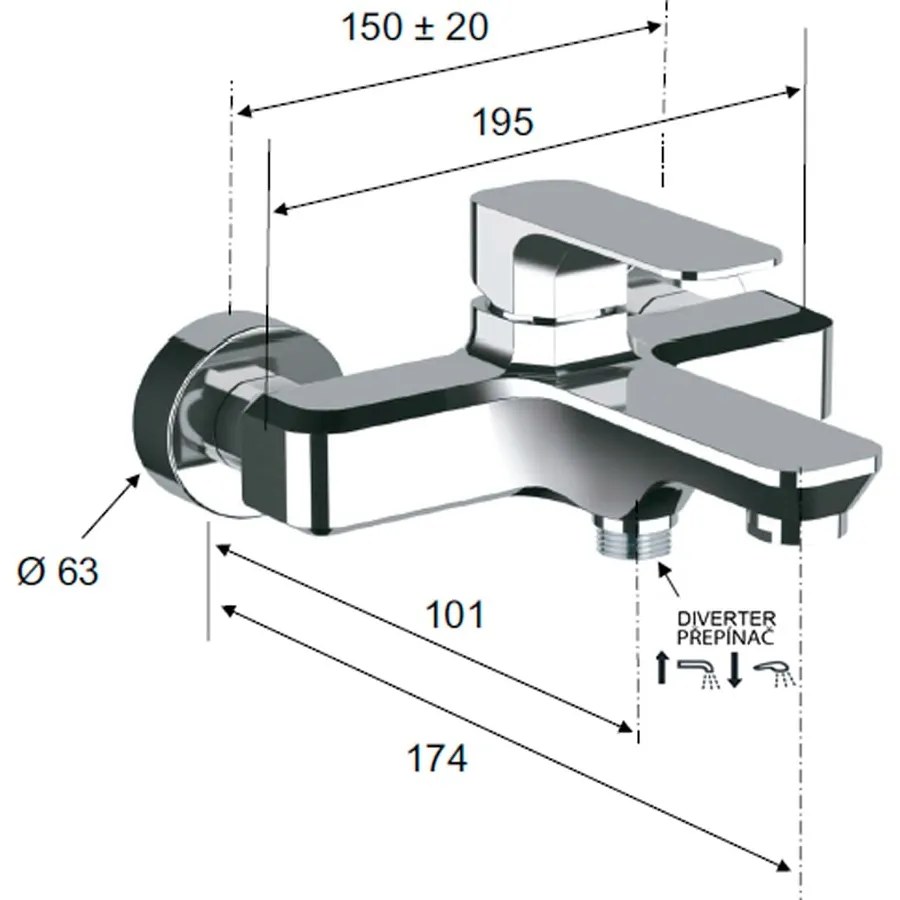 Стенна батерия за вана в златист цвят (2 изхода) Spy – Sapho