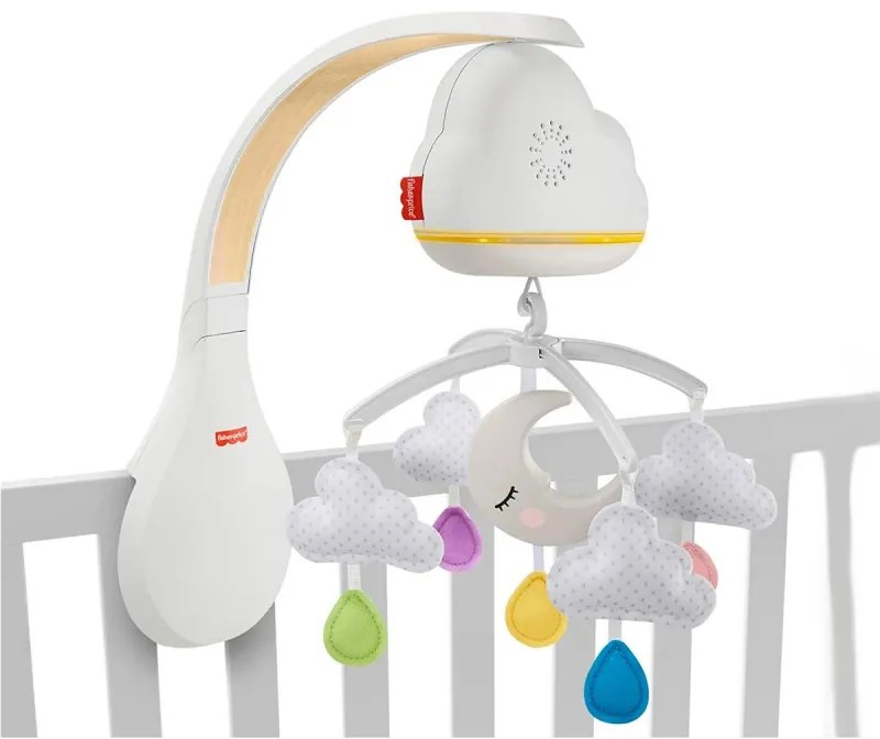 Музикална въртележка Fisher-Price Calming Clouds GRP99, Нощна лампа, Облачета, Бял