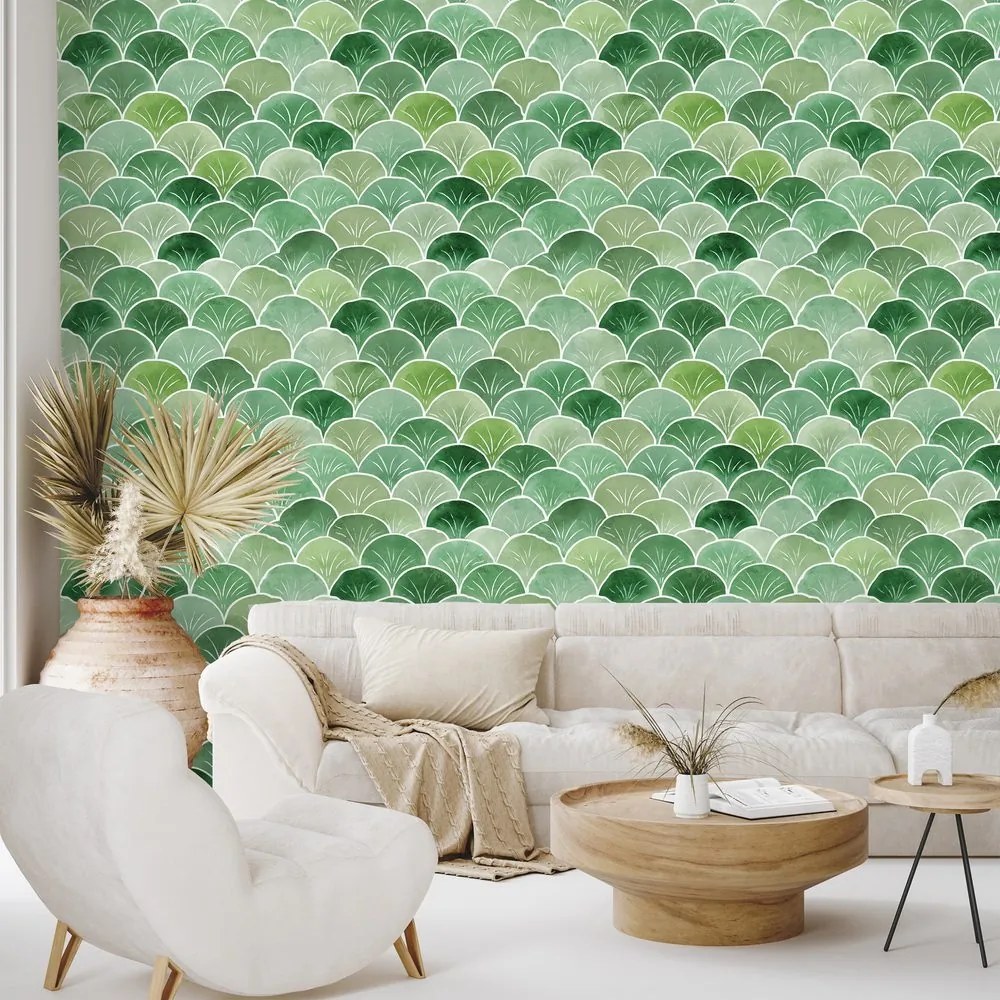 Тапет – Зелени геометрични арки