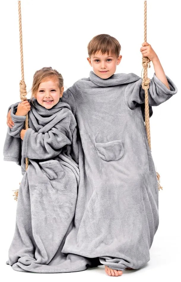 Сиво детско одеяло с ръкави Lazykids Lazy Kids - DecoKing