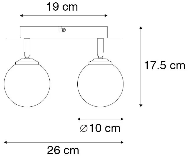 Прожектор златен 2-светлина регулируем с опушено стъкло - Атина