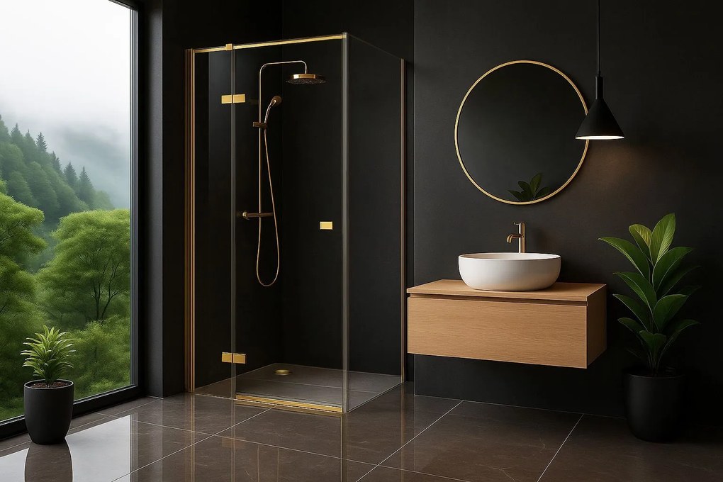 Душ кабина Rea Atlas 100x80 Brush Gold