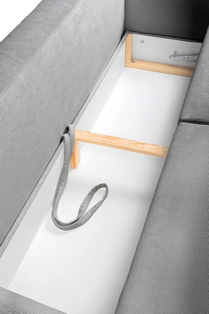 Сив сгъваем/с място за съхранение диван от рипсено кадифе 215 cm Bjork – Bonami Selection