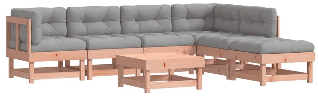 3185960 vidaXL Градински комплект с възглавници, 7 части, дугласко дърво масив
