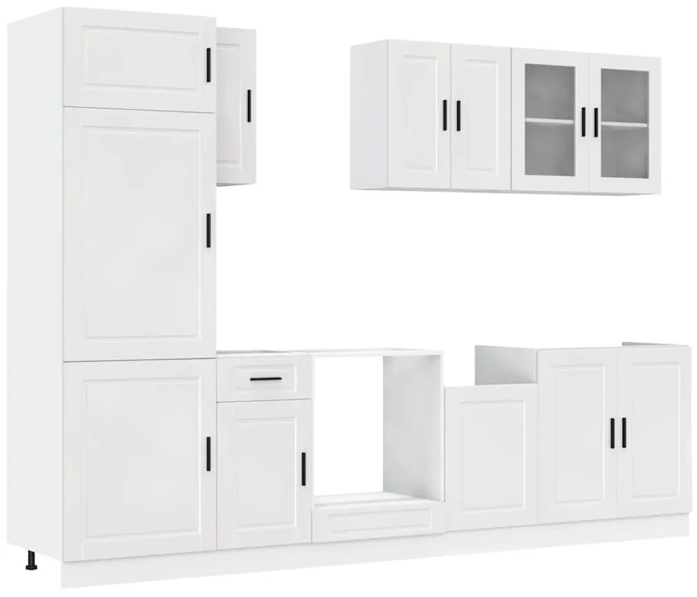 3314813 vidaXL Комплект кухненски шкафове от 8 части "Porto", бяло гланцово инженерно дърво