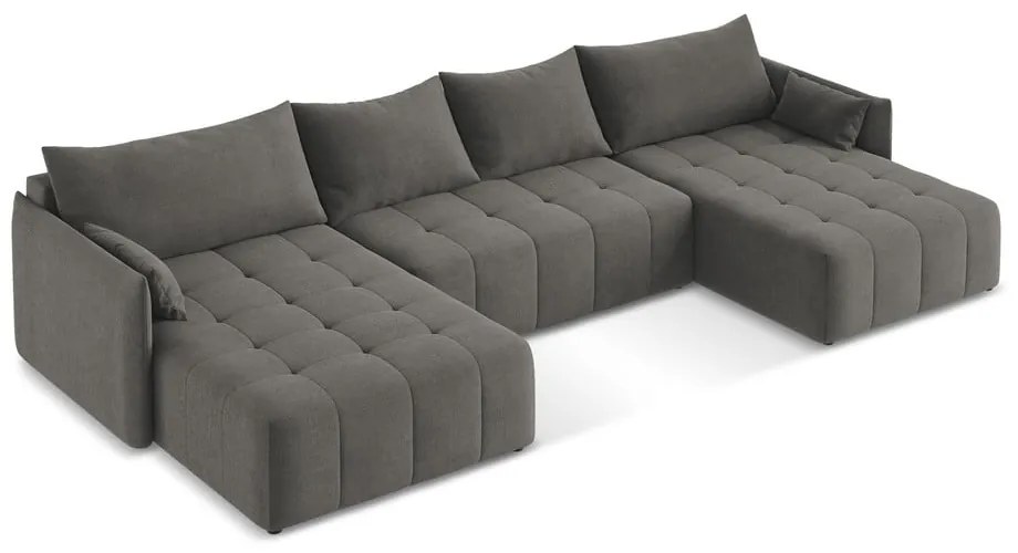 Тъмносив разтегателен ъглов диван с място за съхранение (U форма) Moku – Makamii