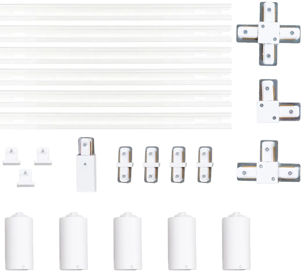 Модерна релсова система за осветление с 5 спота бяла 1-фазна GU10 35mm - Iconic Ruby