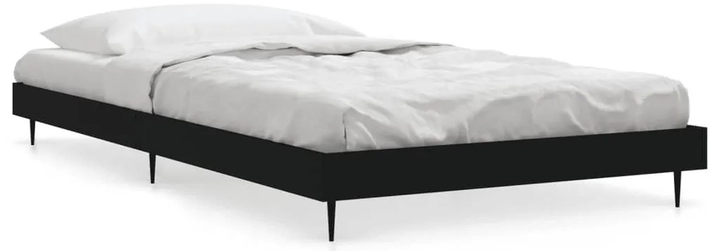 832270 vidaXL Рамка за легло, черна, 90x200 см, масивно дърво
