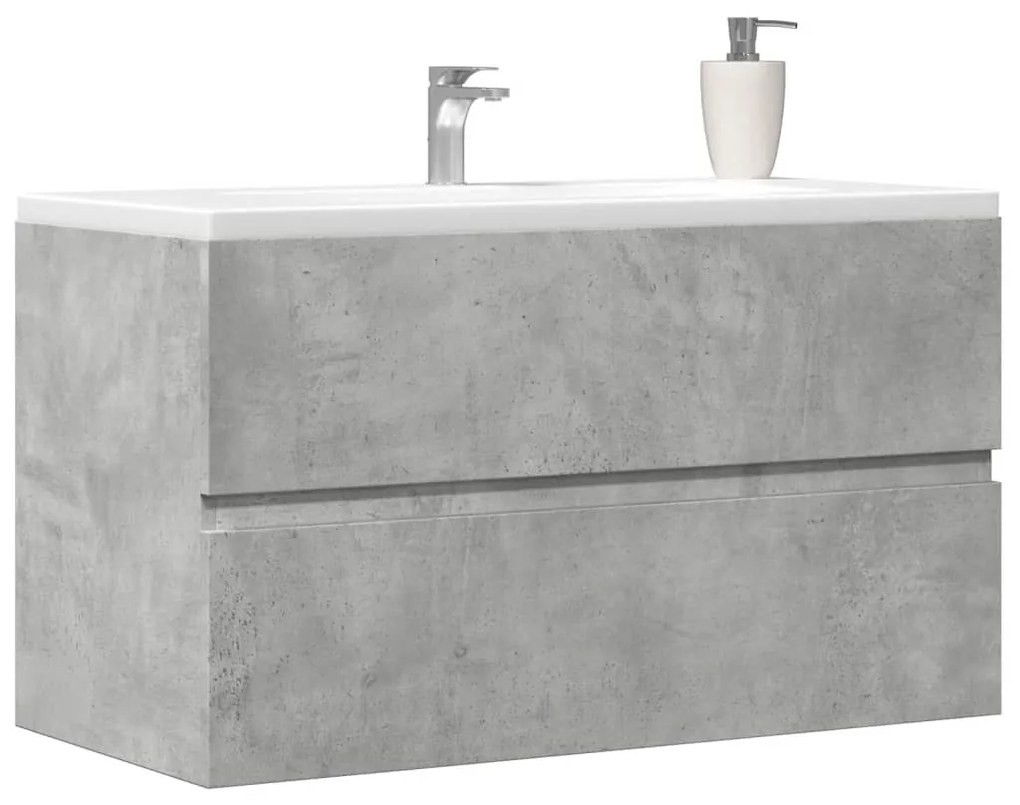 856245 vidaXL Висящ шкаф за баня, бетонно сив, 80x38,5x45 см, инженерно дърво
