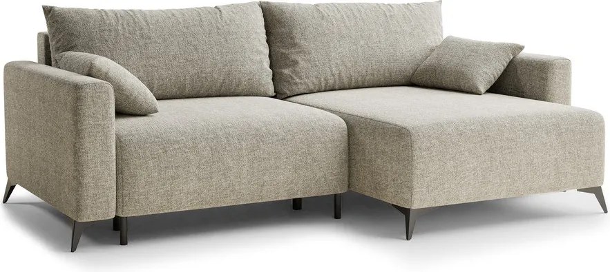 Бежов шенилов сгъваем/с място за съхранение ъглов диван (десен ъгъл) Leon – Maison de Rêve