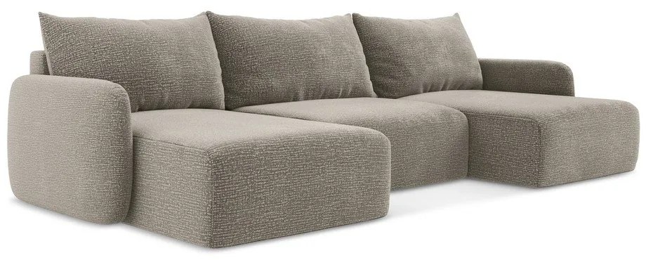 Бежов разтегателен ъглов диван с място за съхранение Kalena – Makamii