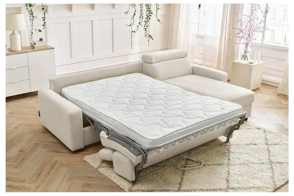 Кремав разтегателен ъглов диван (променлив) Monaco – Bobochic Paris