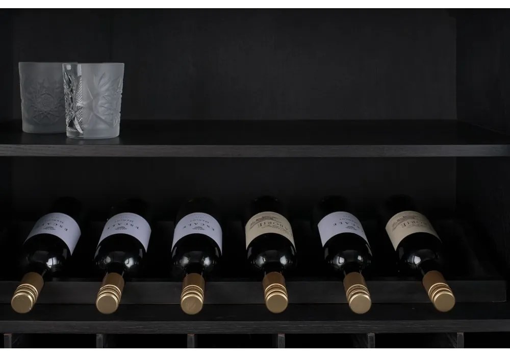 Черна дъбова стойка за вино за 20 бутилки, 89x181 cm Travis - Zuiver