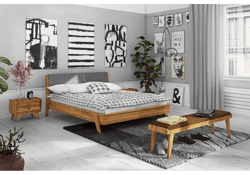 Дъбова пейка с оранжева седалка Retro - The Beds