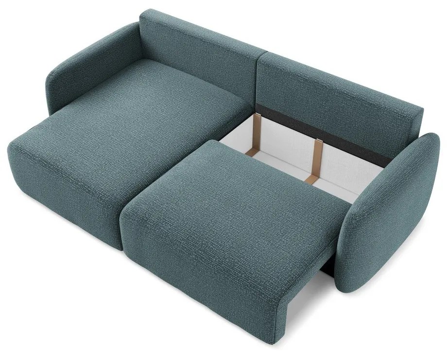 Тюркоазен разтегателен ъглов диван с място за съхранение (ляв ъгъл) Kalena – Makamii