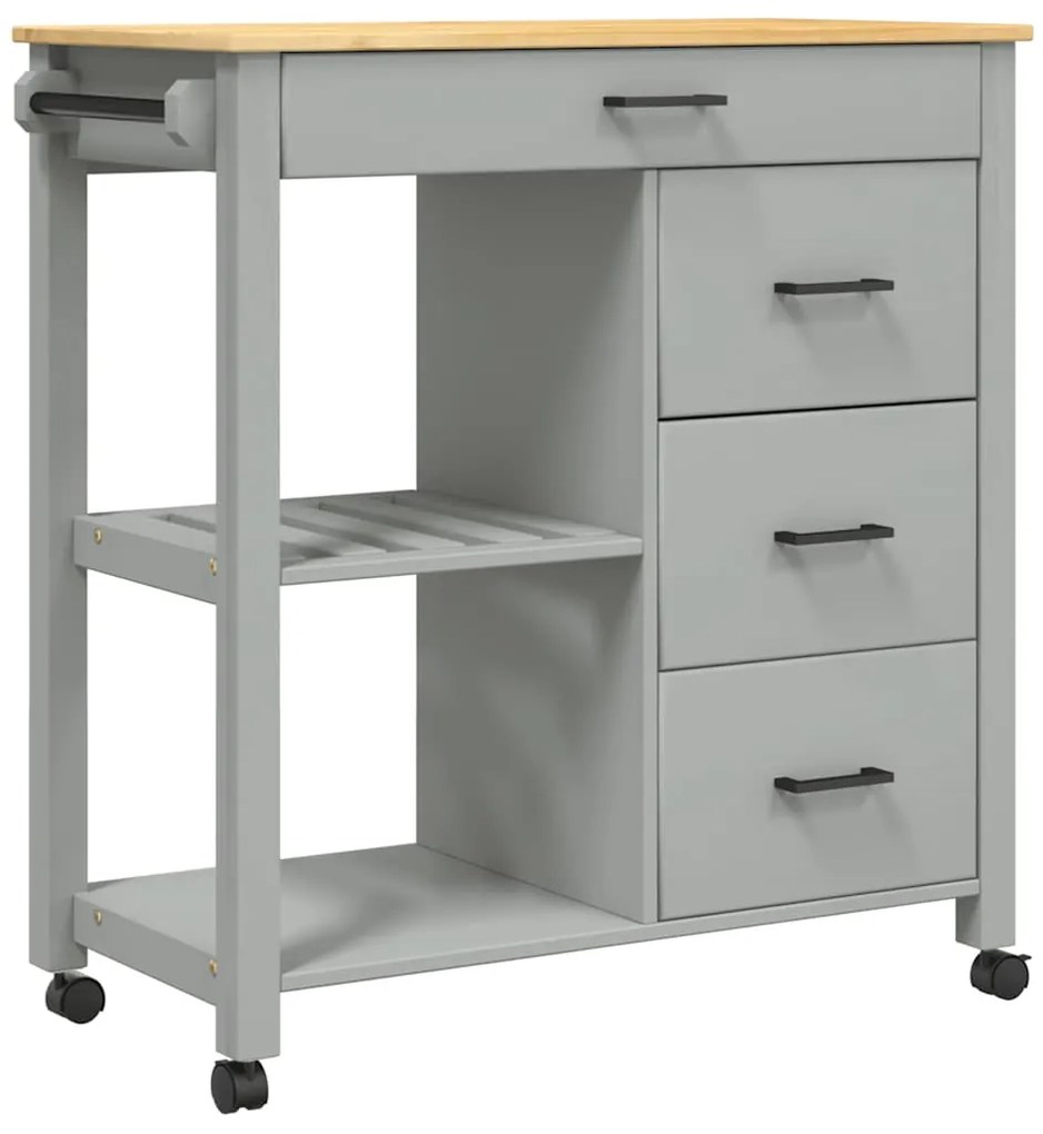 376116 vidaXL Кухненска количка "MONZA" 84x40x88,5 см борово дърво масив