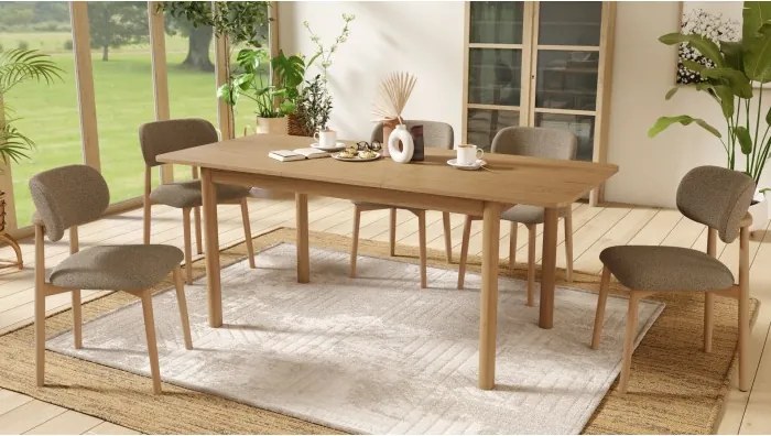 АЛMО Кафяв Таупе (тъкан Монза 40)/рамка лакиран дъб - ДЪРВЕН СТОЛ БУКЛЕ ЗА ДНЕВНА, ТРАПЕЗАРИЯ, КУХНЯ РЕТРО