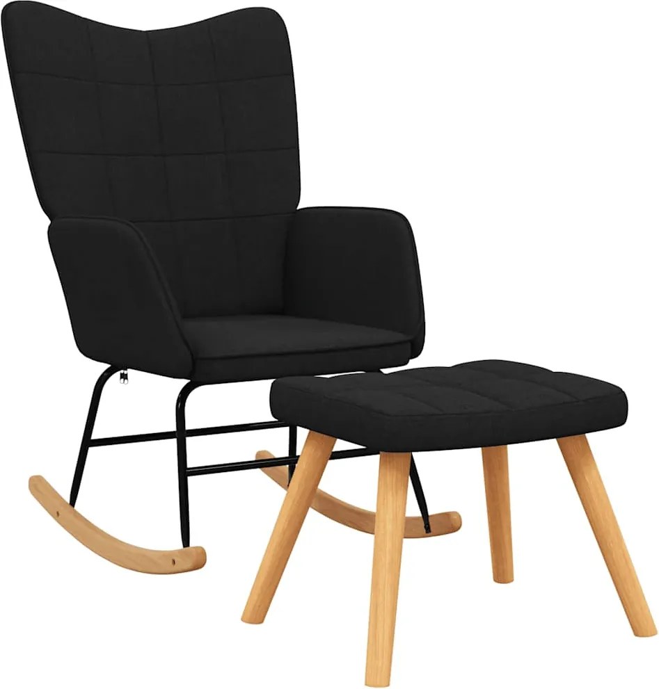 328024 vidaXL Люлеещ се стол с табуретка, черен, плат