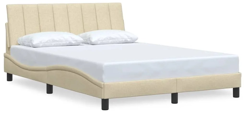 3310389 vidaXL Рамка за легло без матрак Hanko, кремава, 140x190 см, плат