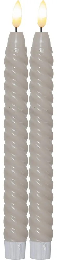 Комплект от 2 LED свещи от бежов восък, височина 25 см Flamme Swirl Antique - Star Trading