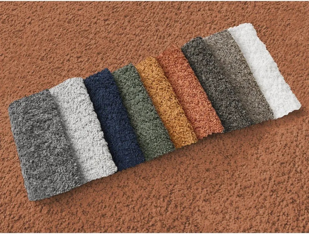 Оранжев сгъваем/с място за съхранение ъглов диван от прежда с примки от букле (десен ъгъл) Montaigne – Bobochic Paris