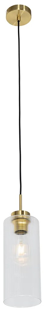 Висяща лампа в стил Арт Деко злато със стъкло - Laura