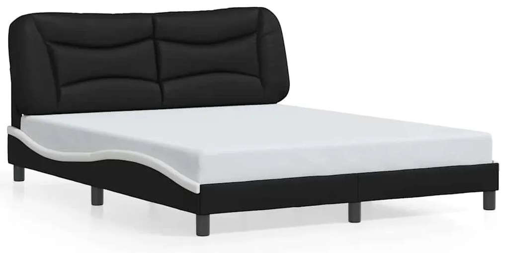 3208014 vidaXL Рамка за легло без матрак Hvar, черна, бяла, 160x200см, изкуствена кожа