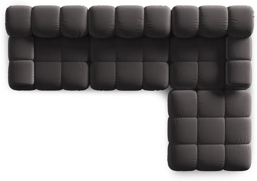 Тъмносив ъглов диван от кадифе Bellis - Micadoni Home