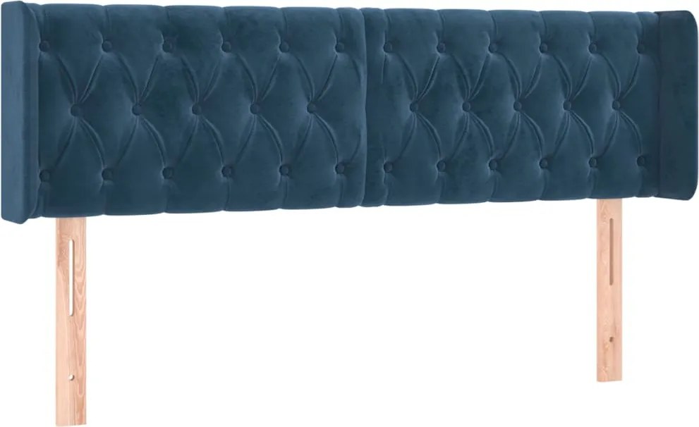 3119162 vidaXL Горна табла за легло, тъмносиня, 163x16x78/88 см, кадифе