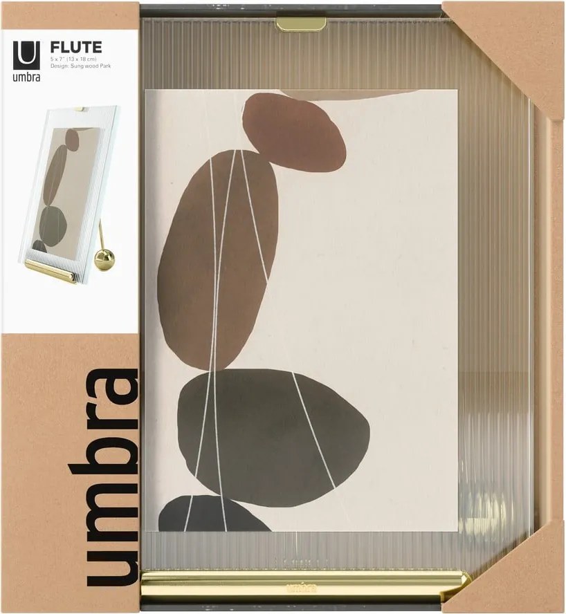 Стъклена стояща рамка в златист цвят 19x23 cm Flute – Umbra