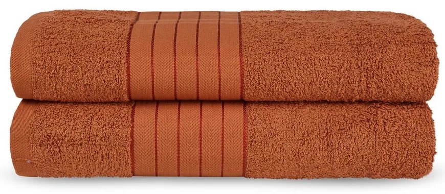 Памучни хавлиени кърпи в комплект от 2 бр. от тери тухлен 70x140 cm – Good Morning