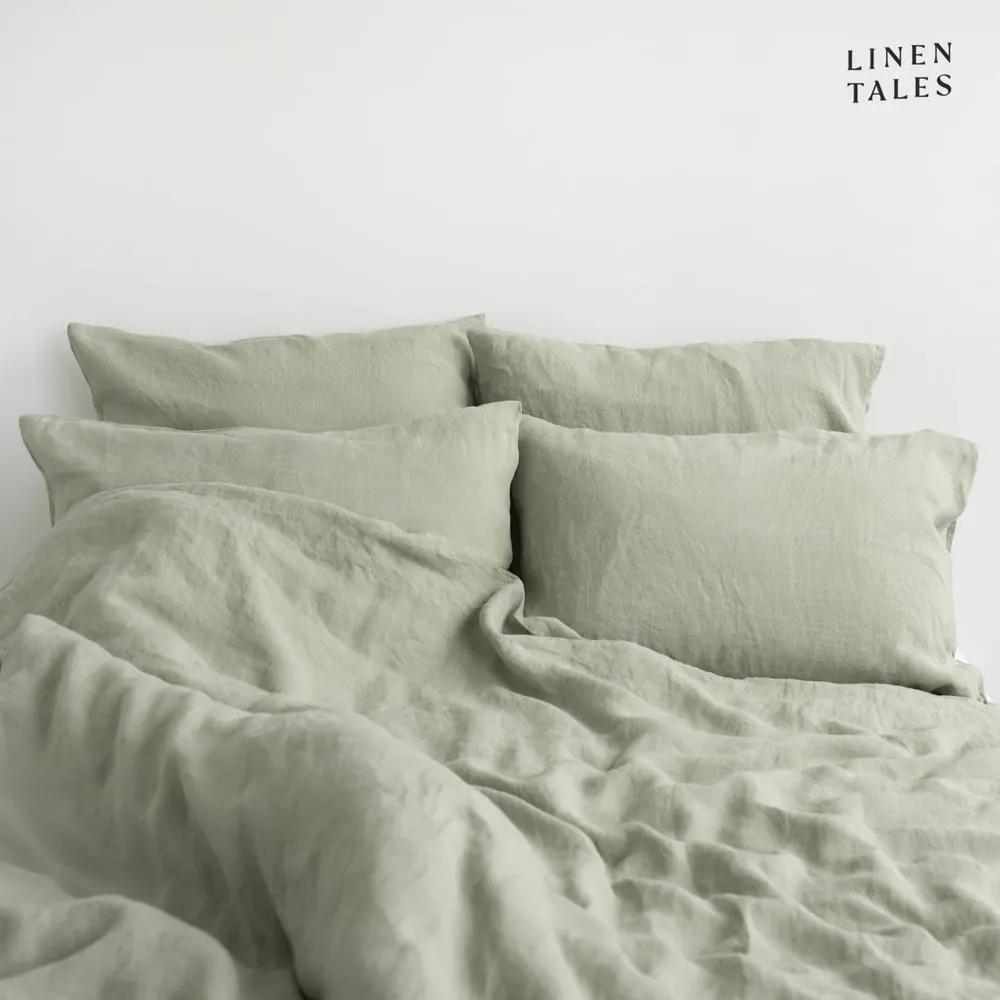 Светлозелено ленено спално бельо за единично легло 135x200 cm - Linen Tales