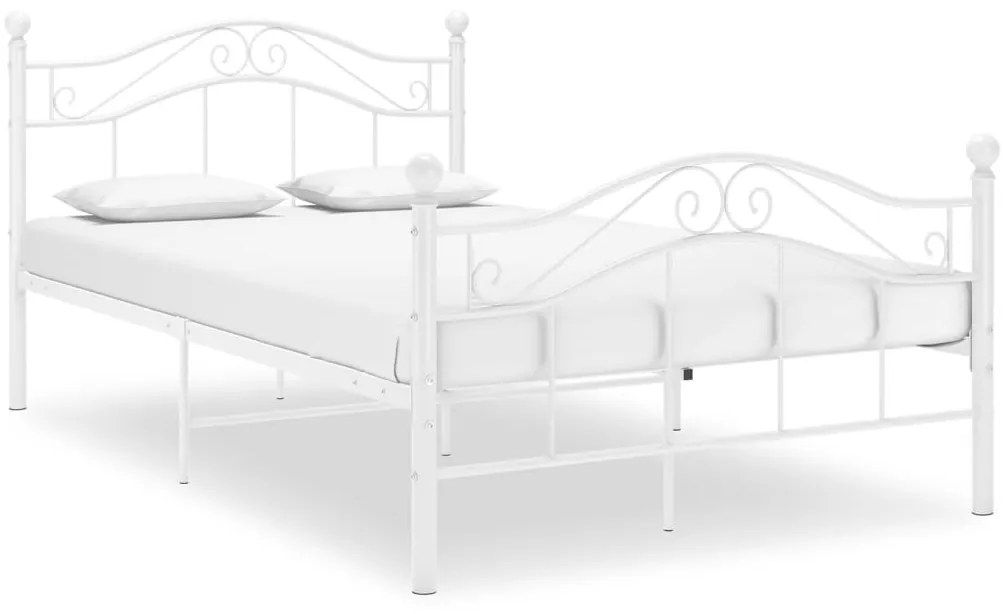 324995 vidaXL Рамка за легло, бяла, метал, 120x200 cм